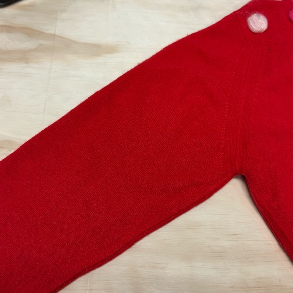 Vintage Mia Kato Design Cashmere Red Pom-Pom Cardigan Sweater Small - Picture 10 of 15